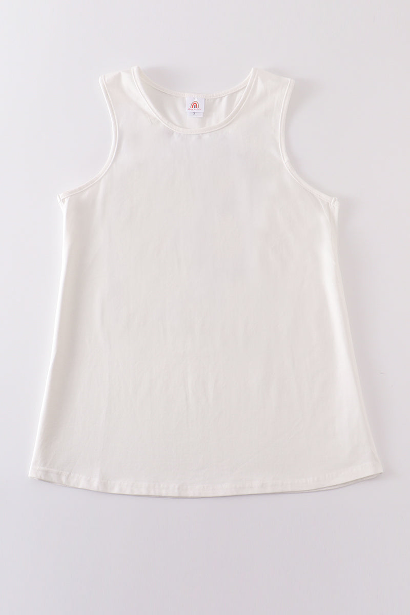 White blank basic kids teens adult tank top