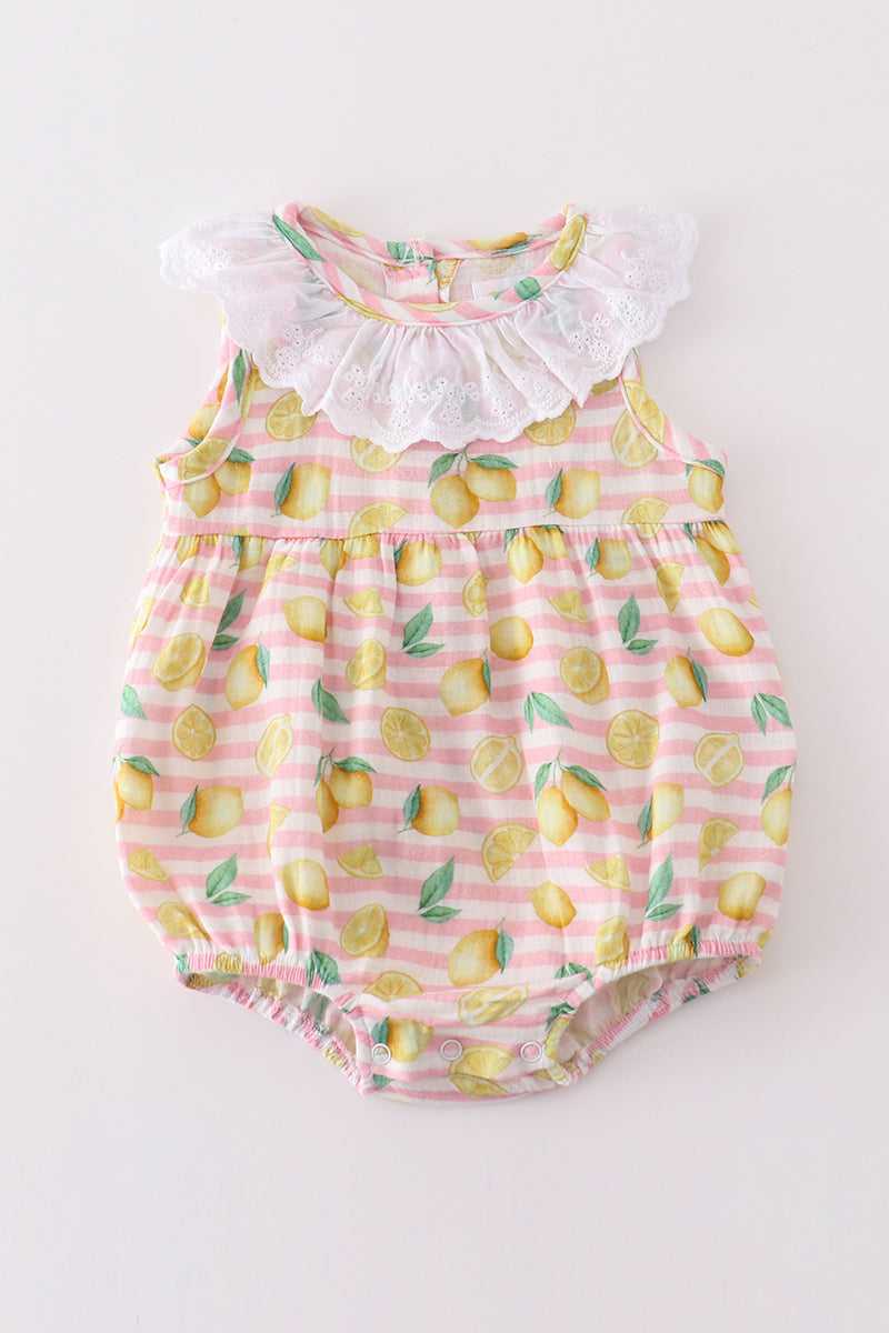 Premium Pink muslin stripe lemon bubble